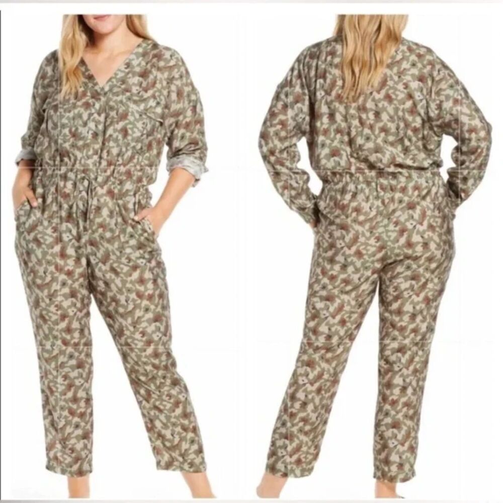 Lou & Grey Camo Utility Jumpsuit Drawstring Waist - XXS